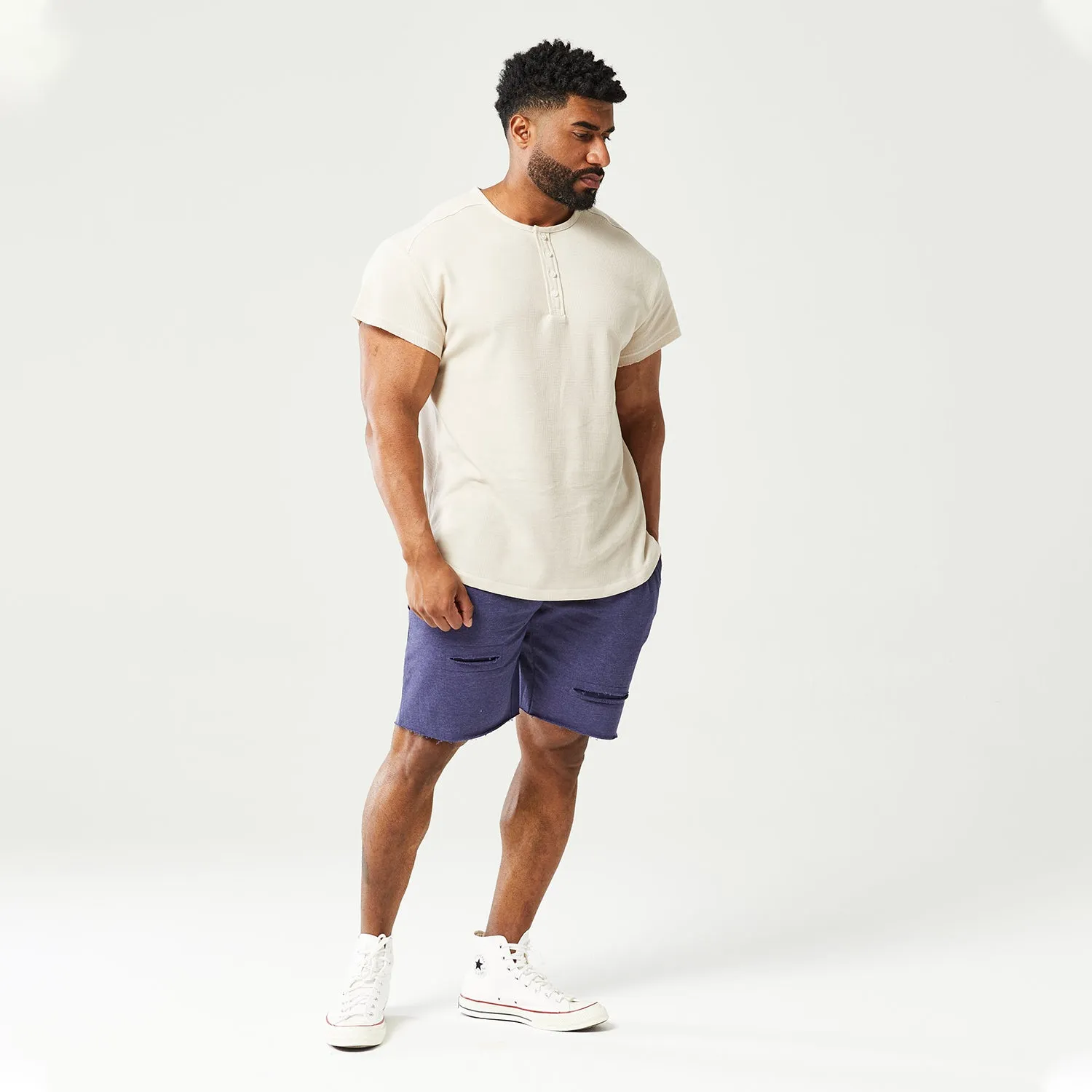 Golden Era Waffle Top Short Sleeves - Grey Morn