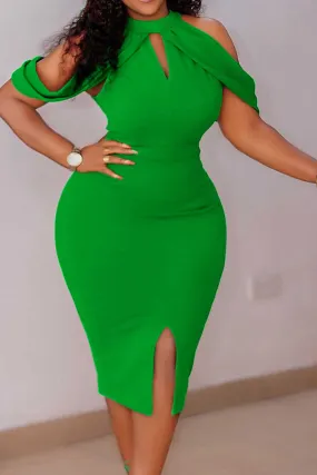 Green Midi Off Shoulder Bodycon Dress