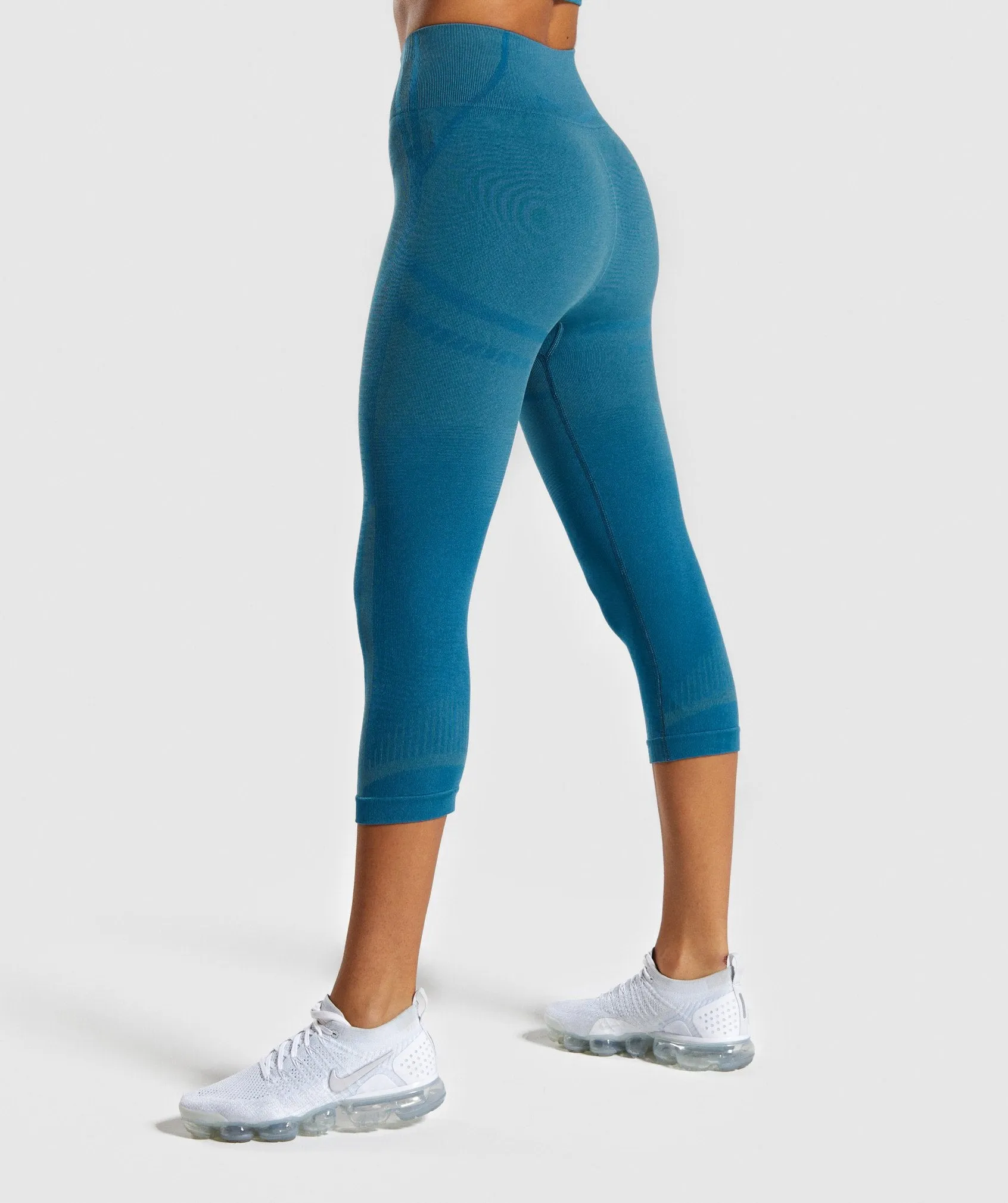 Gymshark Geo Seamless Cropped Leggings - Teal