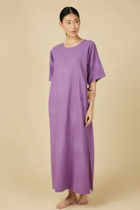 Hand Dyed Short Sleeve Dress in Liliac