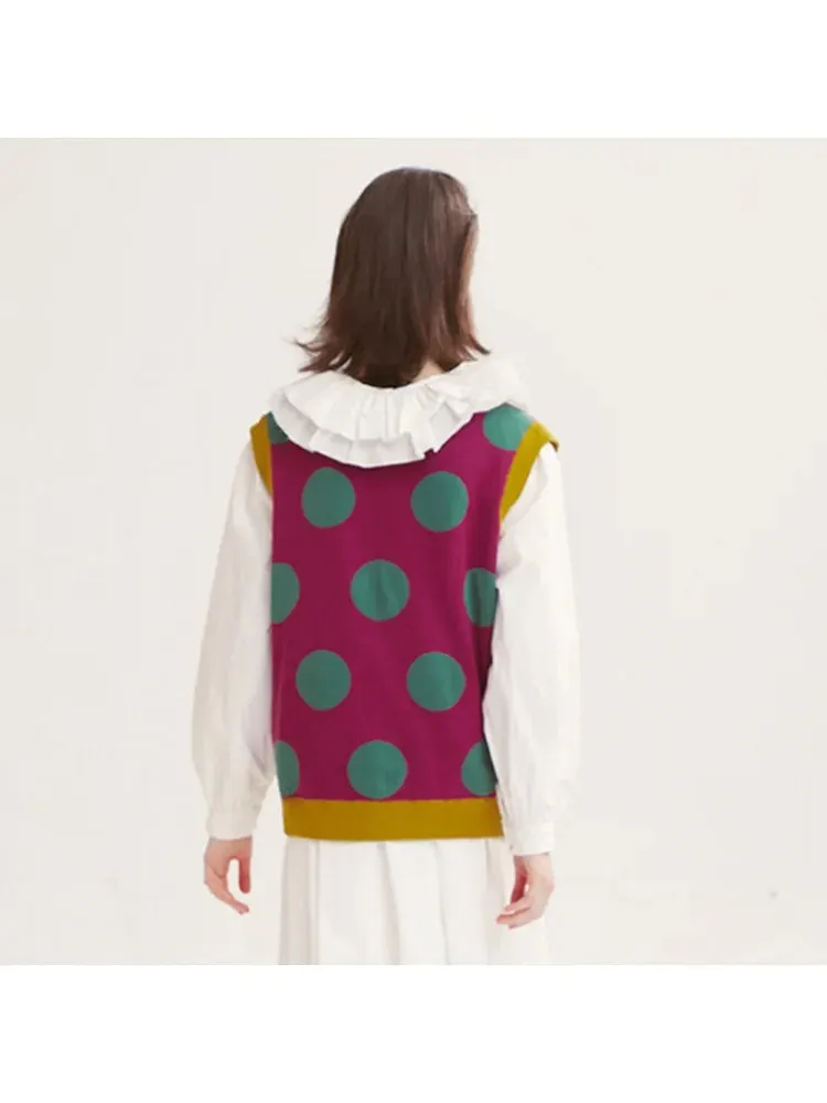 Harajuku Embroidery Fashion Design Women Knitted Sweater Vest Autumn Winter V-neck Sleeveless Preppy Style Pullover Tops