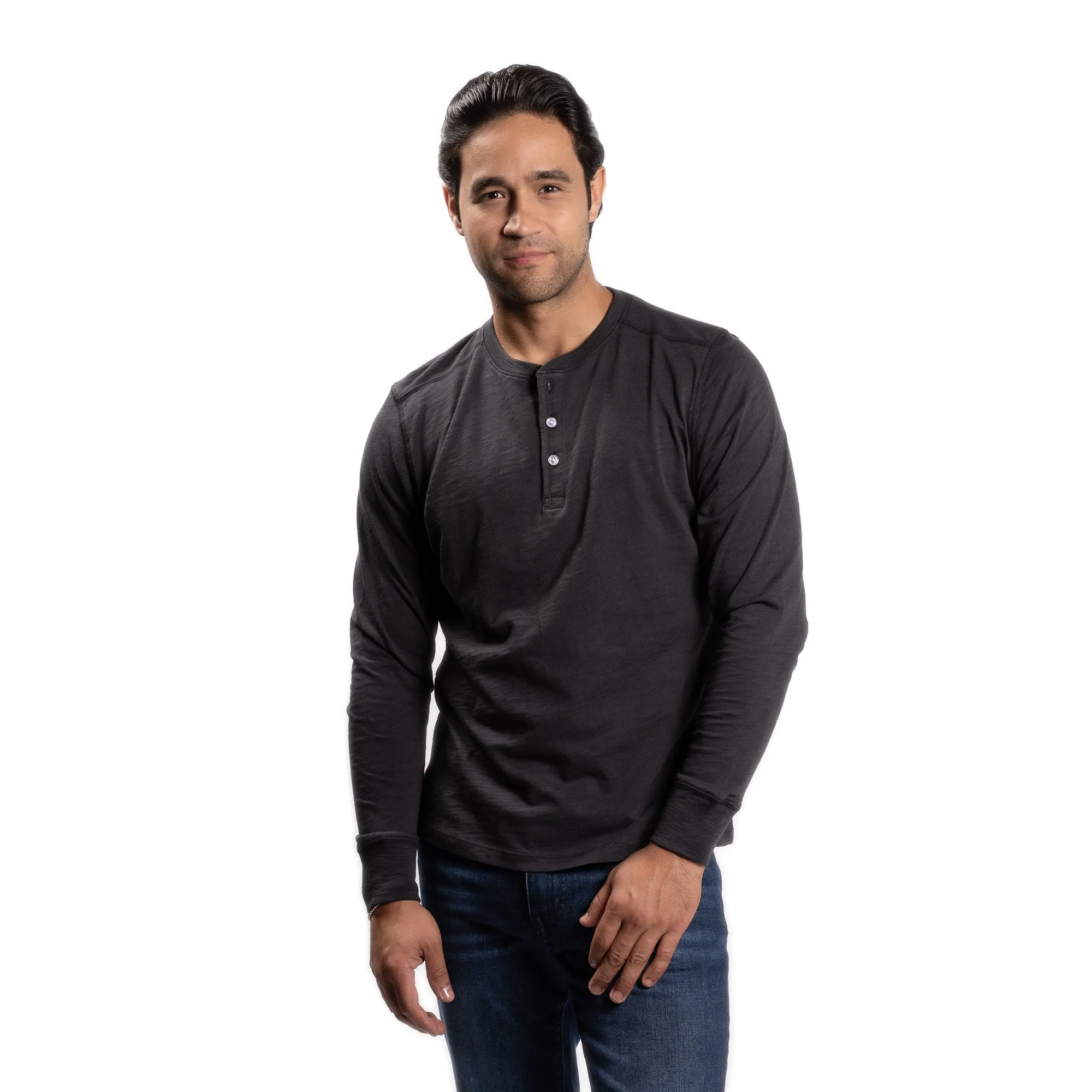 Henley Shirt Long Sleeve - Black