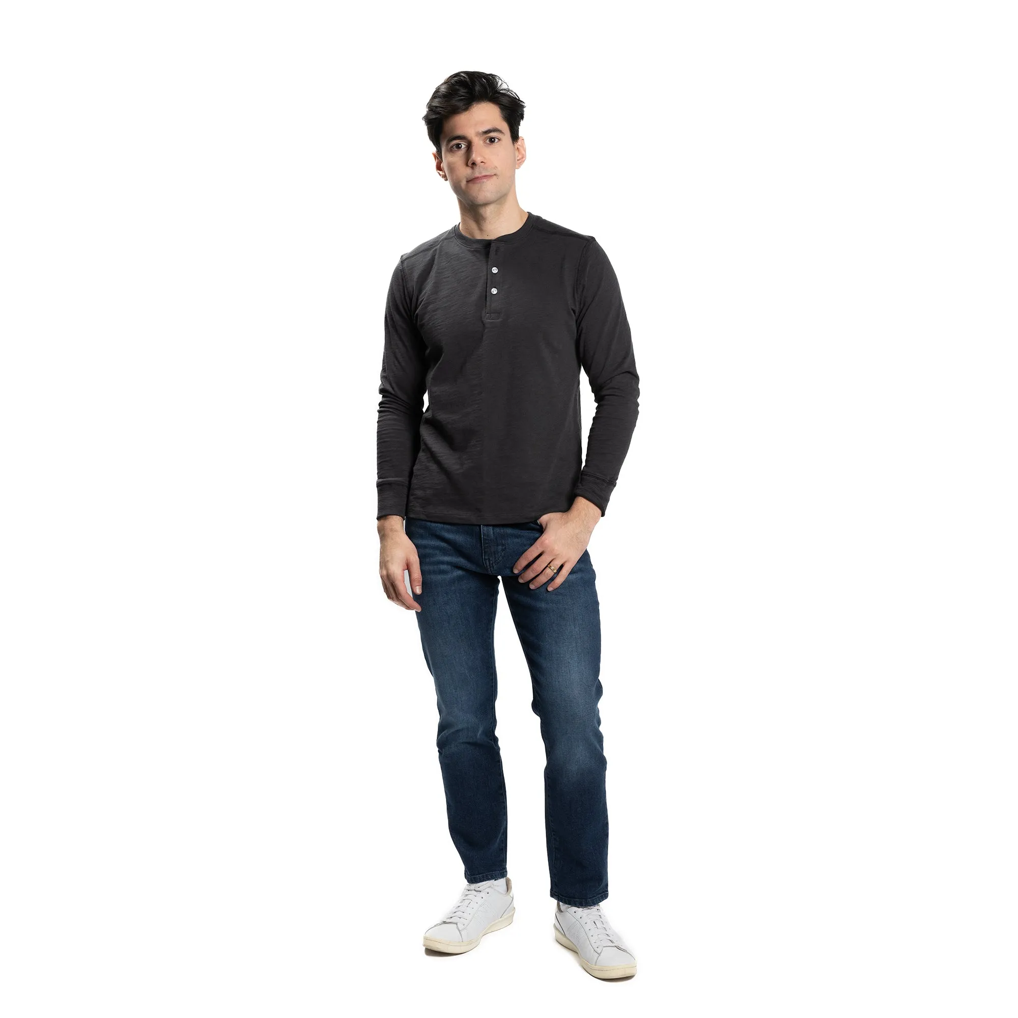 Henley Shirt Long Sleeve - Black