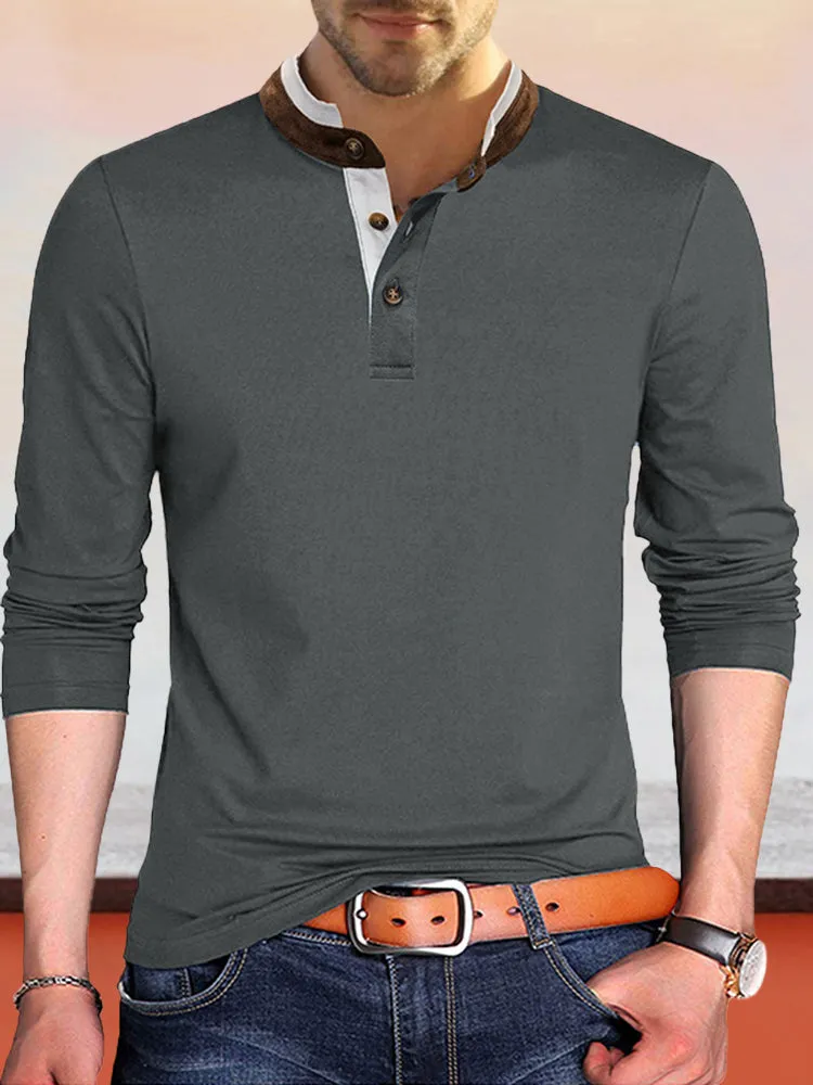 Henry Long Sleeve Bottoming Henley Shirt