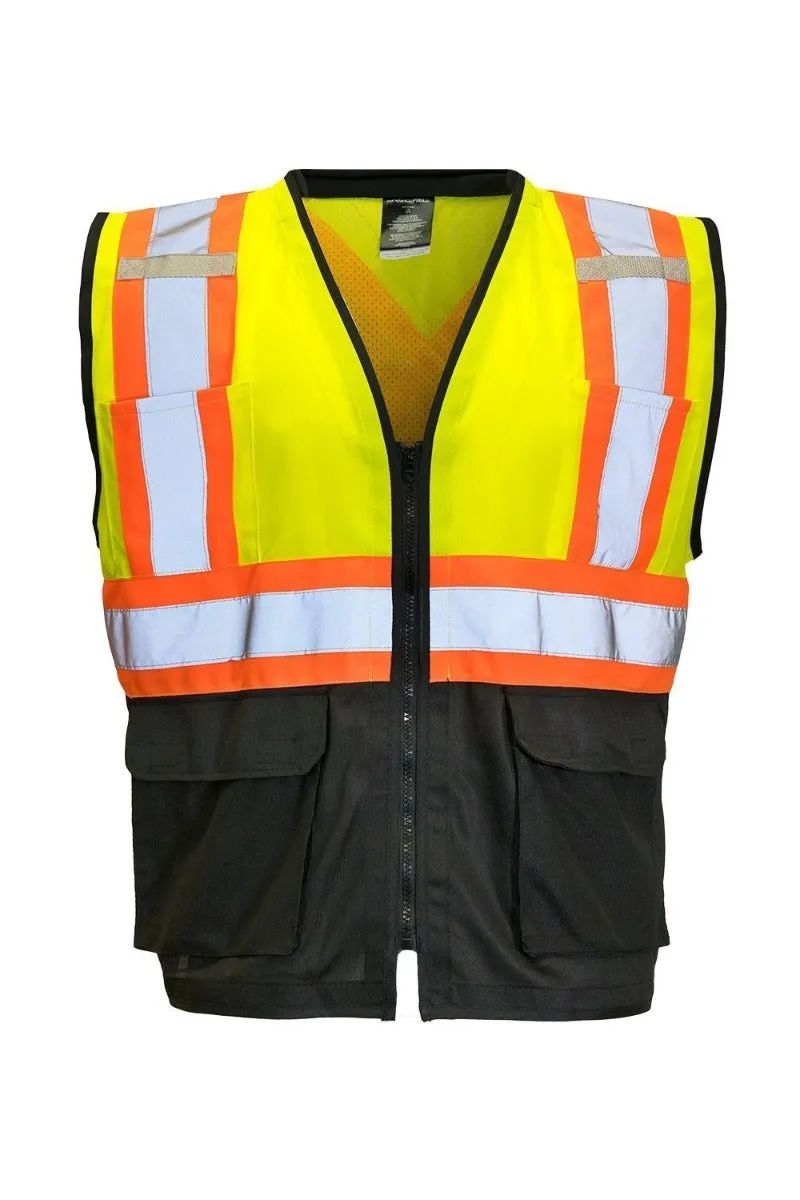 Hi Vis Traffic Safety Vest with Zipper Front in Lime