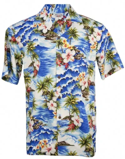 Hibiscus Island Mens Shirt in Blue