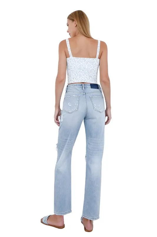 High Waist Ripped Loose Fit Jeans