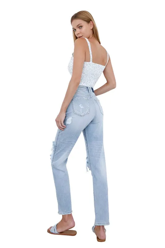 High Waist Ripped Loose Fit Jeans