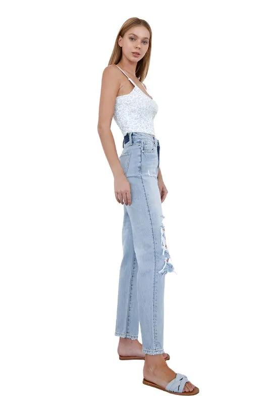 High Waist Ripped Loose Fit Jeans