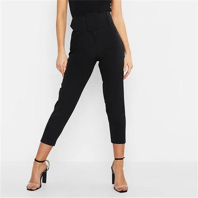 High Waist with Belt Office Pants