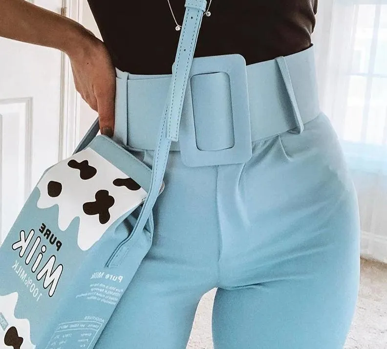 High Waist with Belt Office Pants