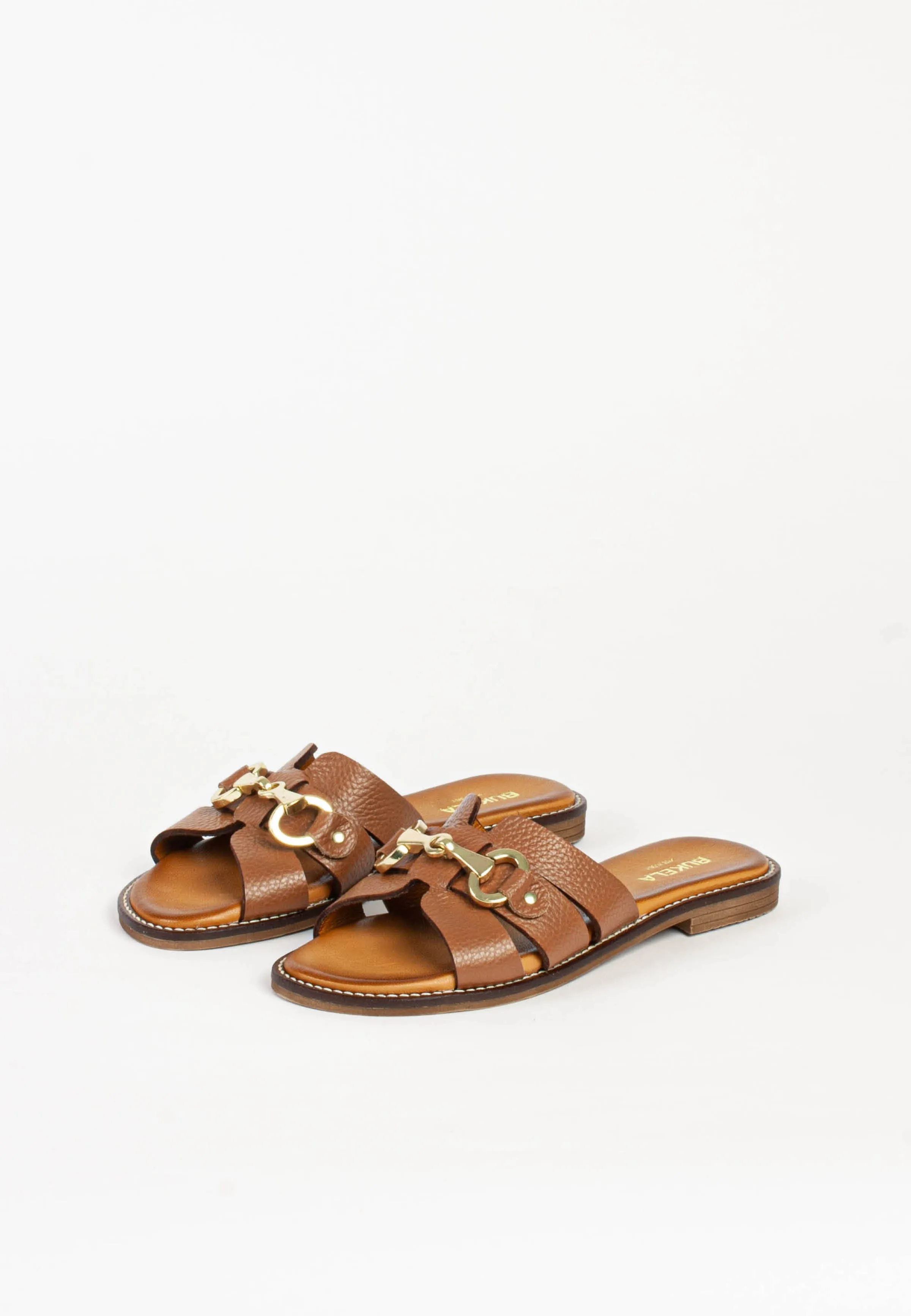 Holly Cognac Leather Slides