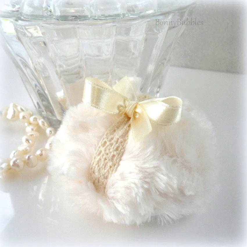 IVORY Lace Powder Puff - Mini 3 inch