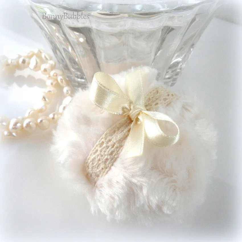 IVORY Lace Powder Puff - Mini 3 inch