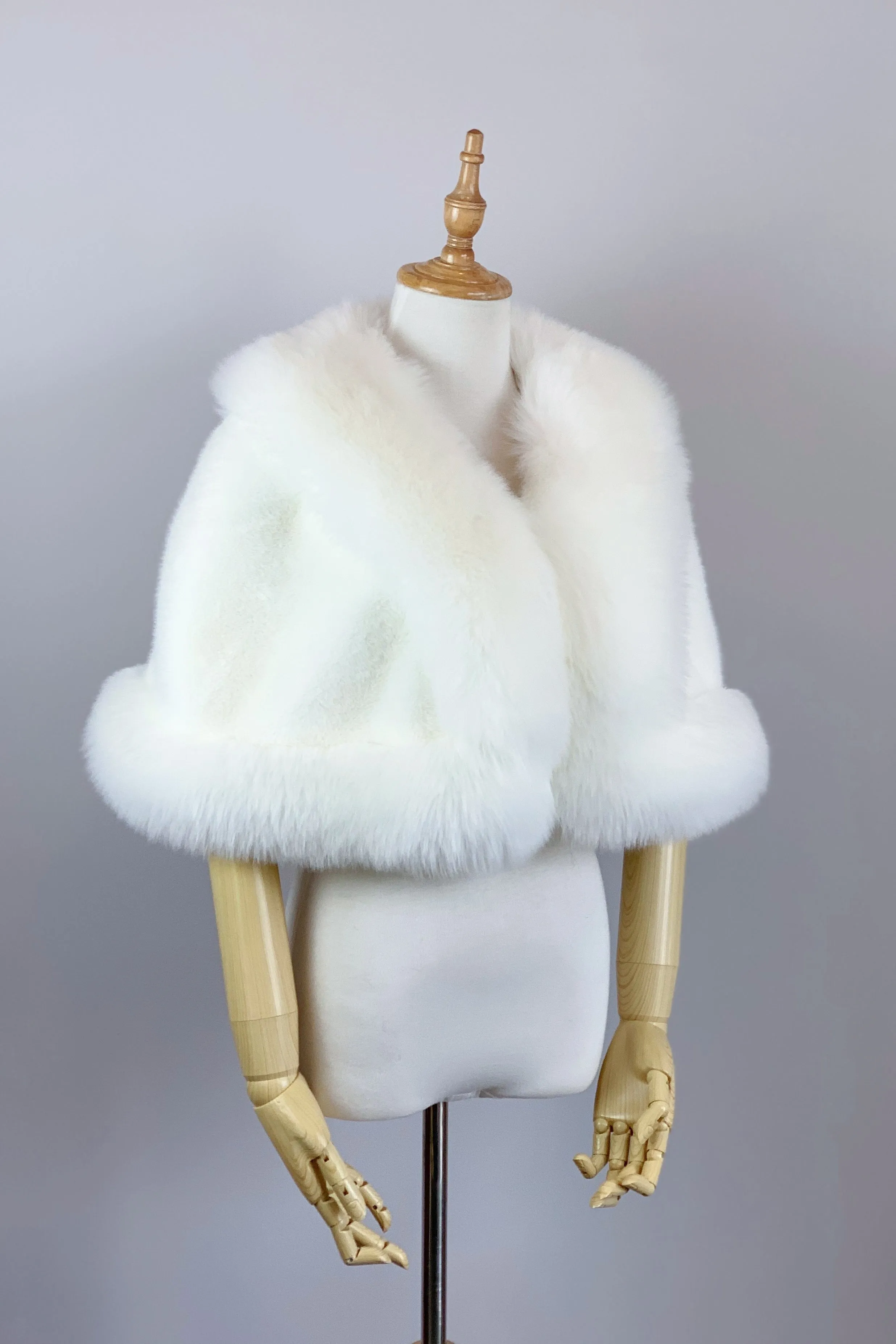 Ivory White Faux Fur Bridal Cape (Georgina Wht01) - CUSTOM ORDER ONLY