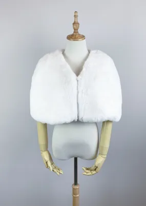 Ivory White Faux Fur Bridal Cape (Georgina Wht05)