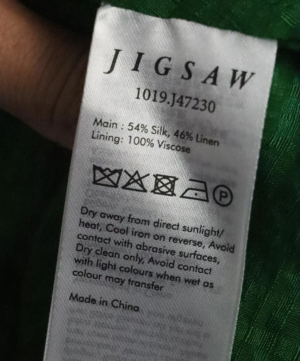 Jigsaw Green Silk & Linen Dress sz 4