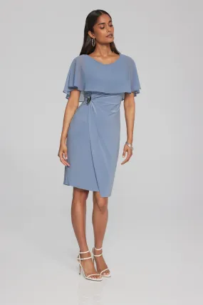 Joseph Ribkoff Sheath Dress With Chiffon Cape 241708 - Serenity Blue