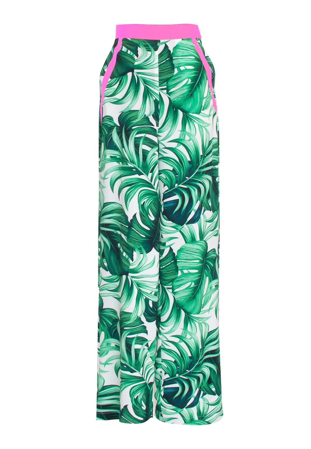 Jungle - Monstera White / Green Pants (Neon Pink)