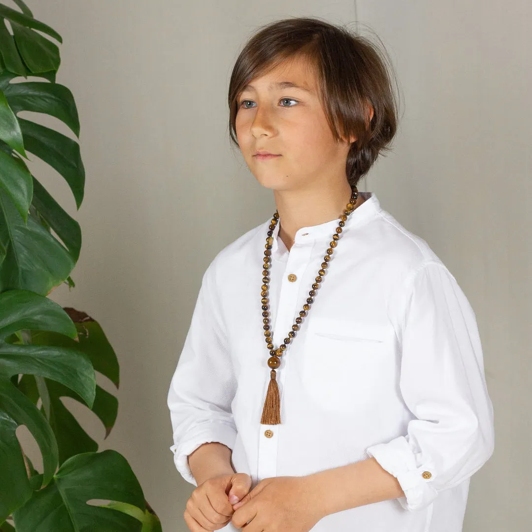 Kids Mala Beads Necklace Handmade with Tiger Eye Beads