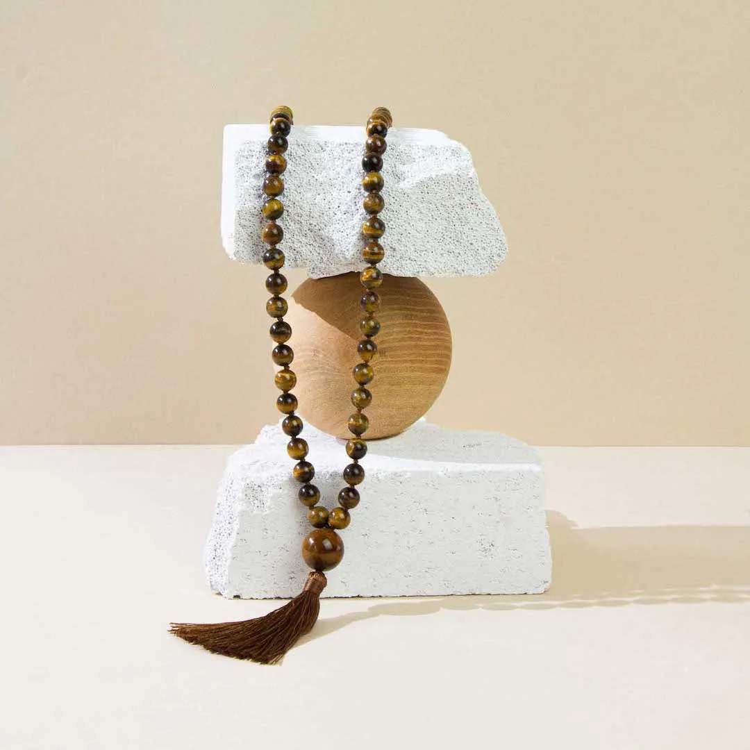 Kids Mala Beads Necklace Handmade with Tiger Eye Beads