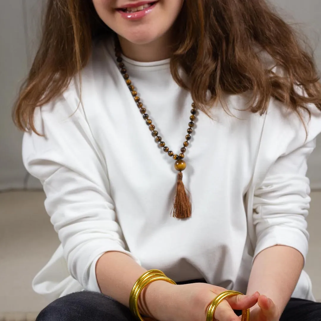 Kids Mala Beads Necklace Handmade with Tiger Eye Beads