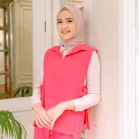 Kumi Vest Shocking Pink (Atasan Rompi Linen) Ukuran M