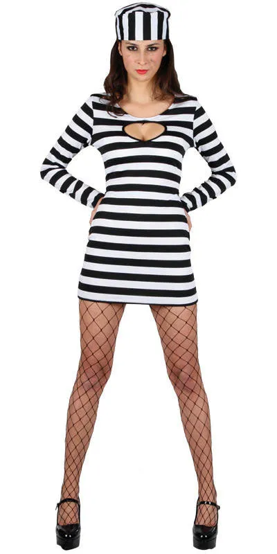 Ladies Convict Cell Block Sweetie Robbers Prisoner Costume