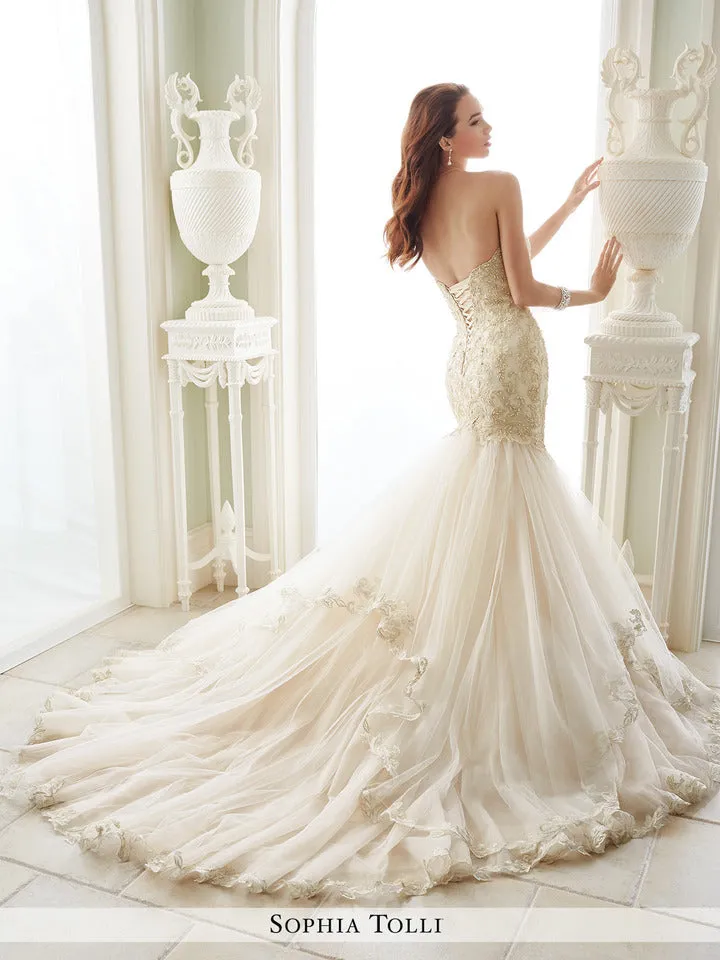 Last Dress In Store; Size: 12, Color: Champagne | Sophia Tolli - Amalfi - Y21657