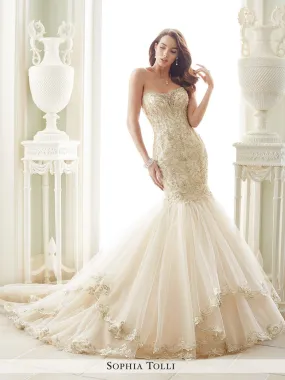 Last Dress In Store; Size: 12, Color: Champagne | Sophia Tolli - Amalfi - Y21657