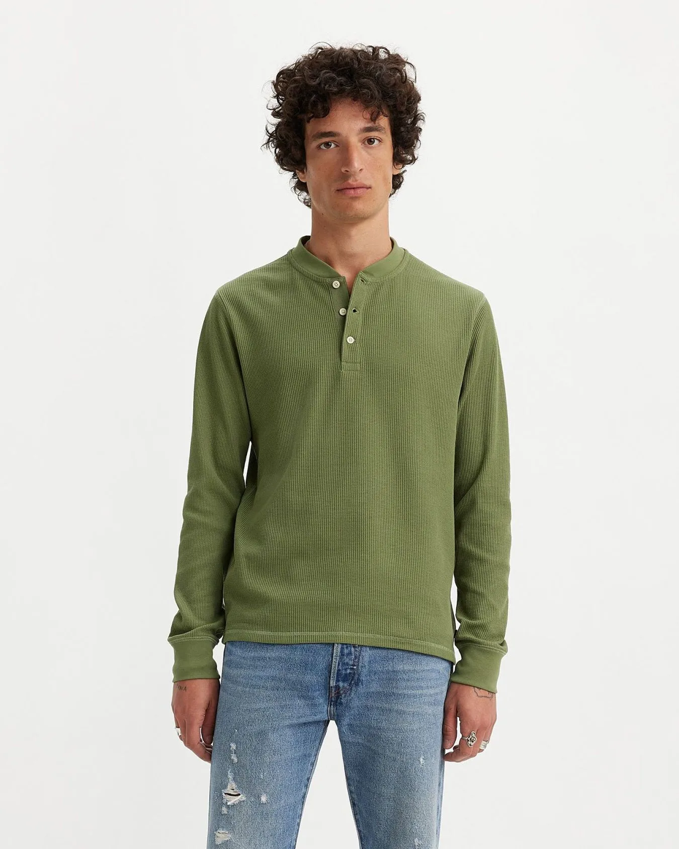 Levi's® L/S Thermal 3-Button Henley - Bluish Olive