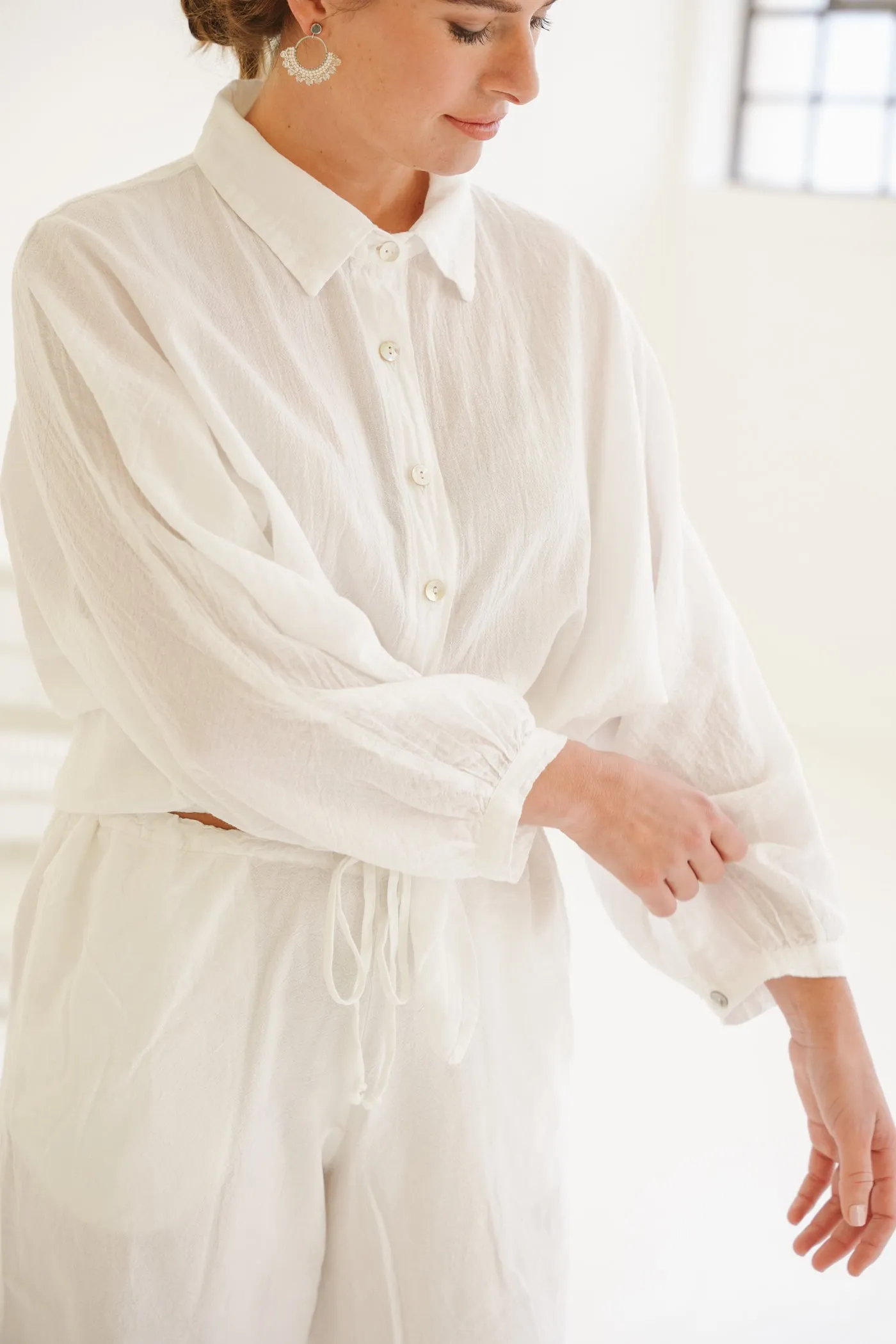 Lila Cotton Puff-Sleeve Shirt