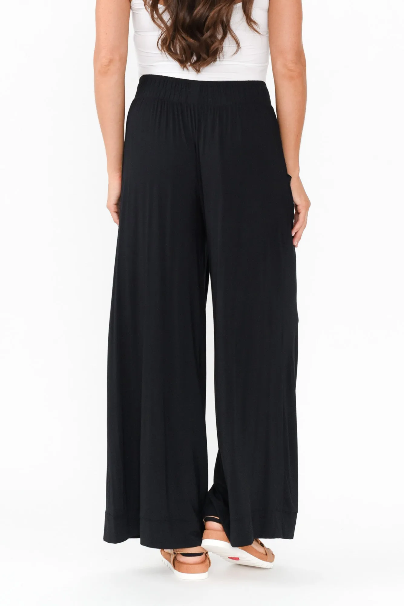 Lola Black Micro Modal Wide Leg Pants