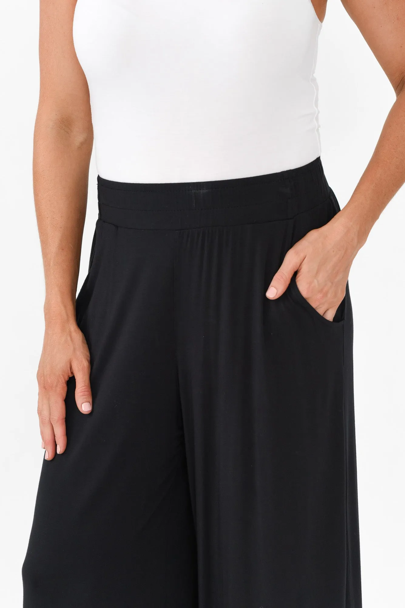 Lola Black Micro Modal Wide Leg Pants