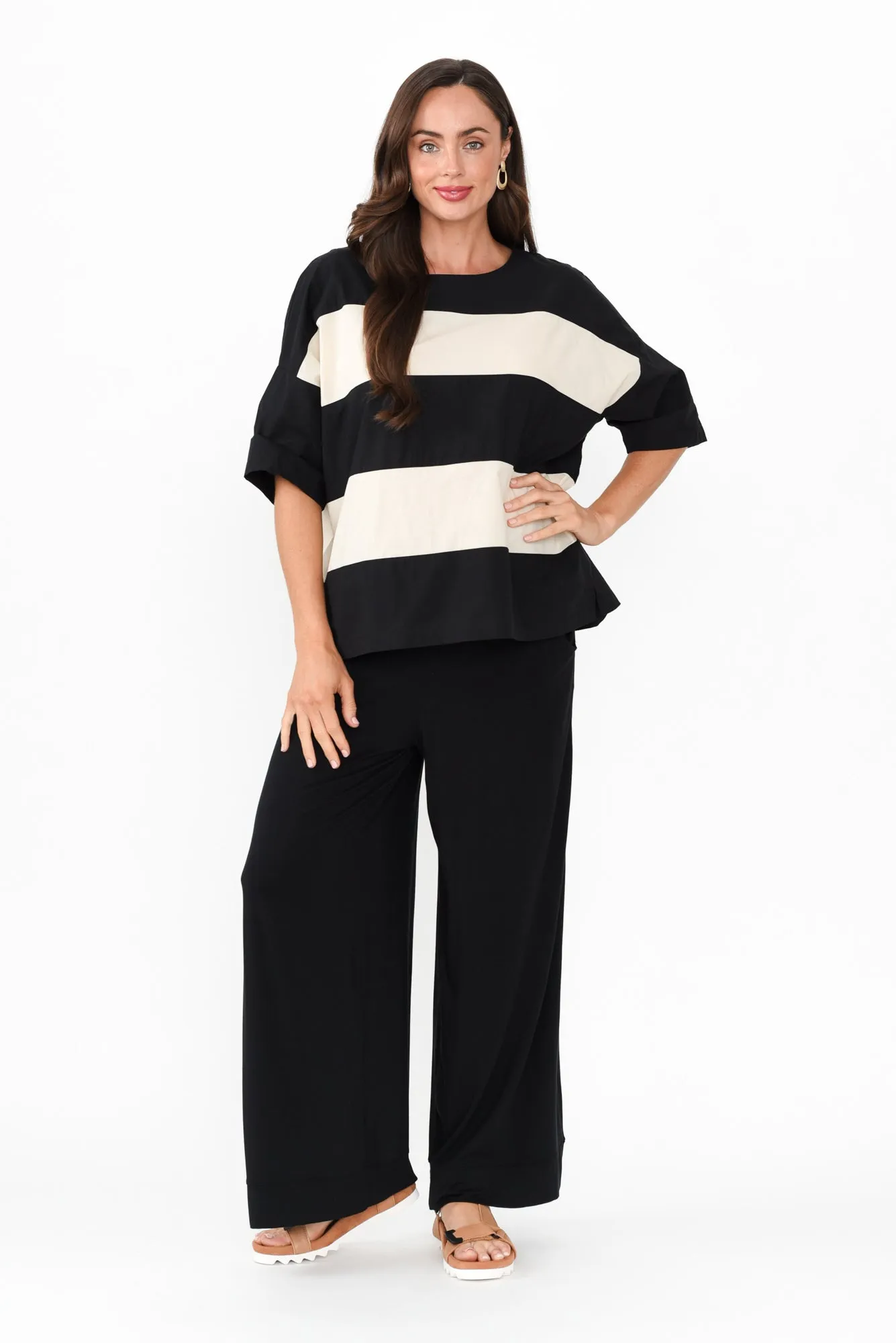 Lola Black Micro Modal Wide Leg Pants