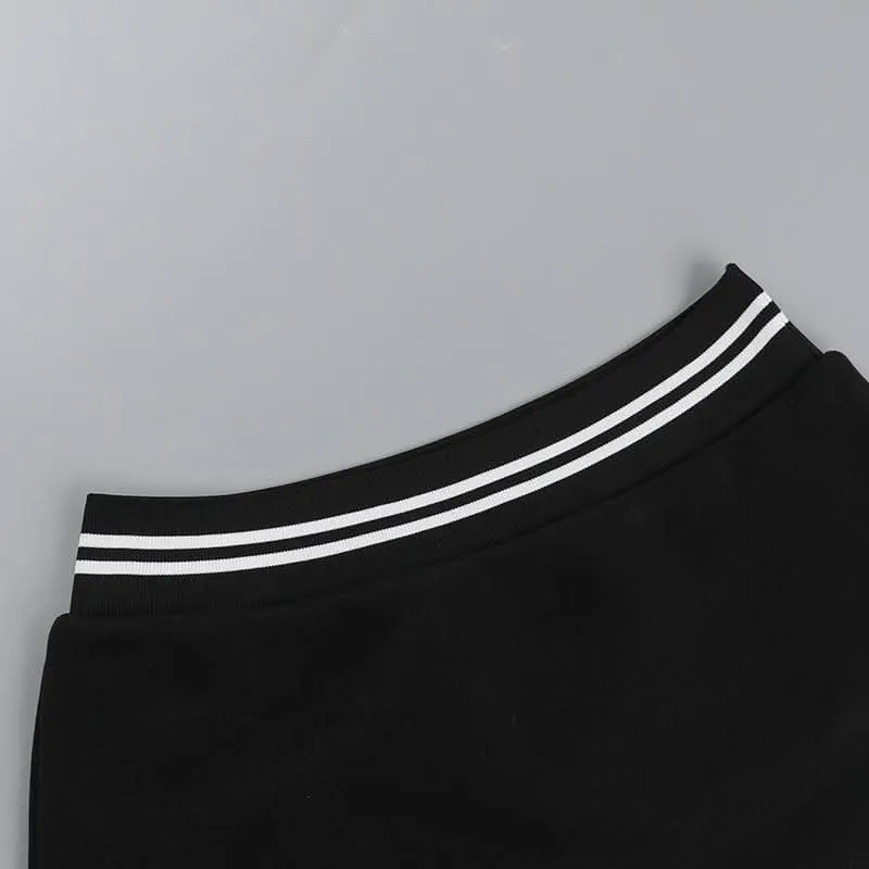 Long sleeve crewneck letter pattern crop mini skirt set