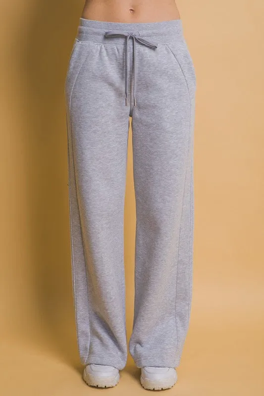 Love Tree Drawstring Wide Leg Sweatpants with Pockets