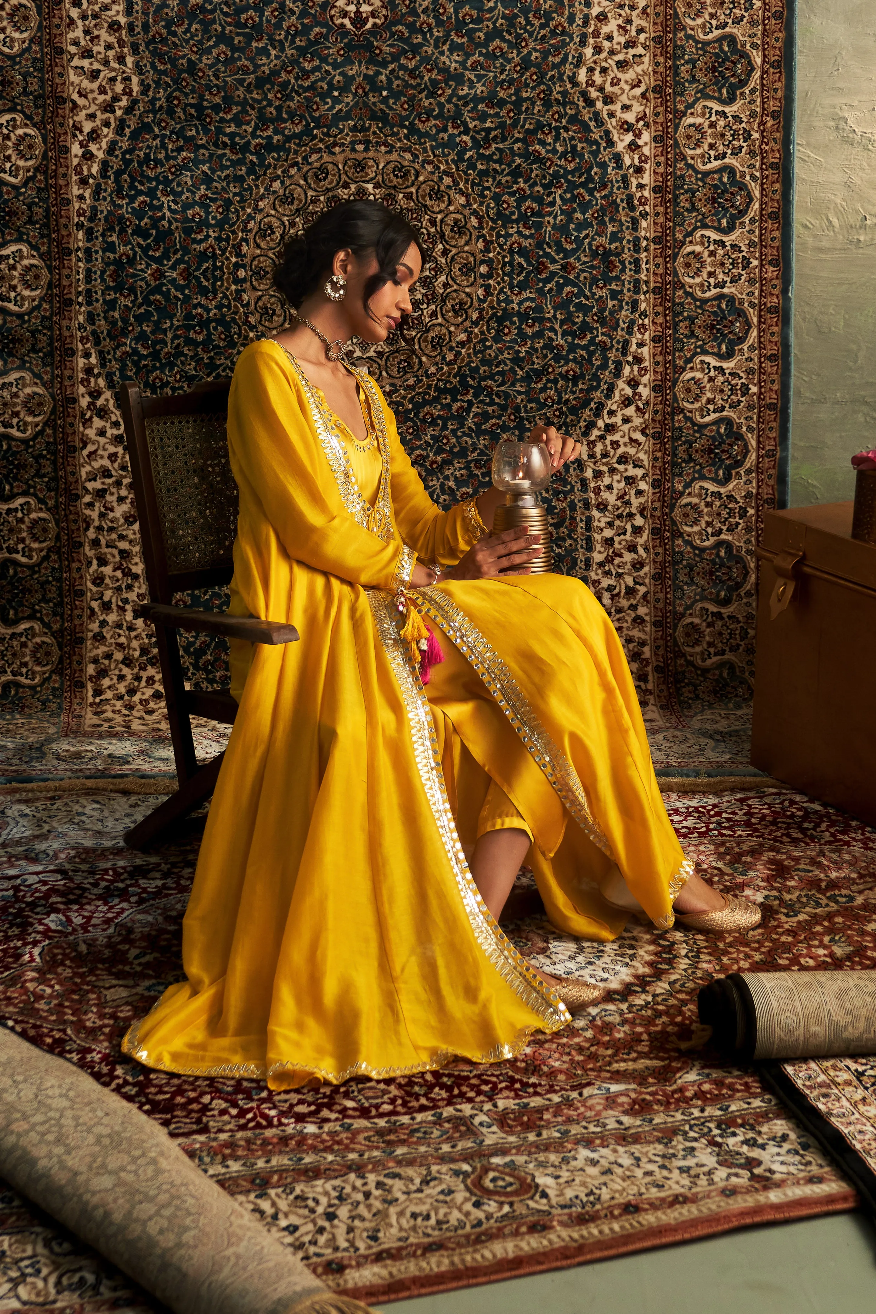 Marigold Embroidered Choga Set