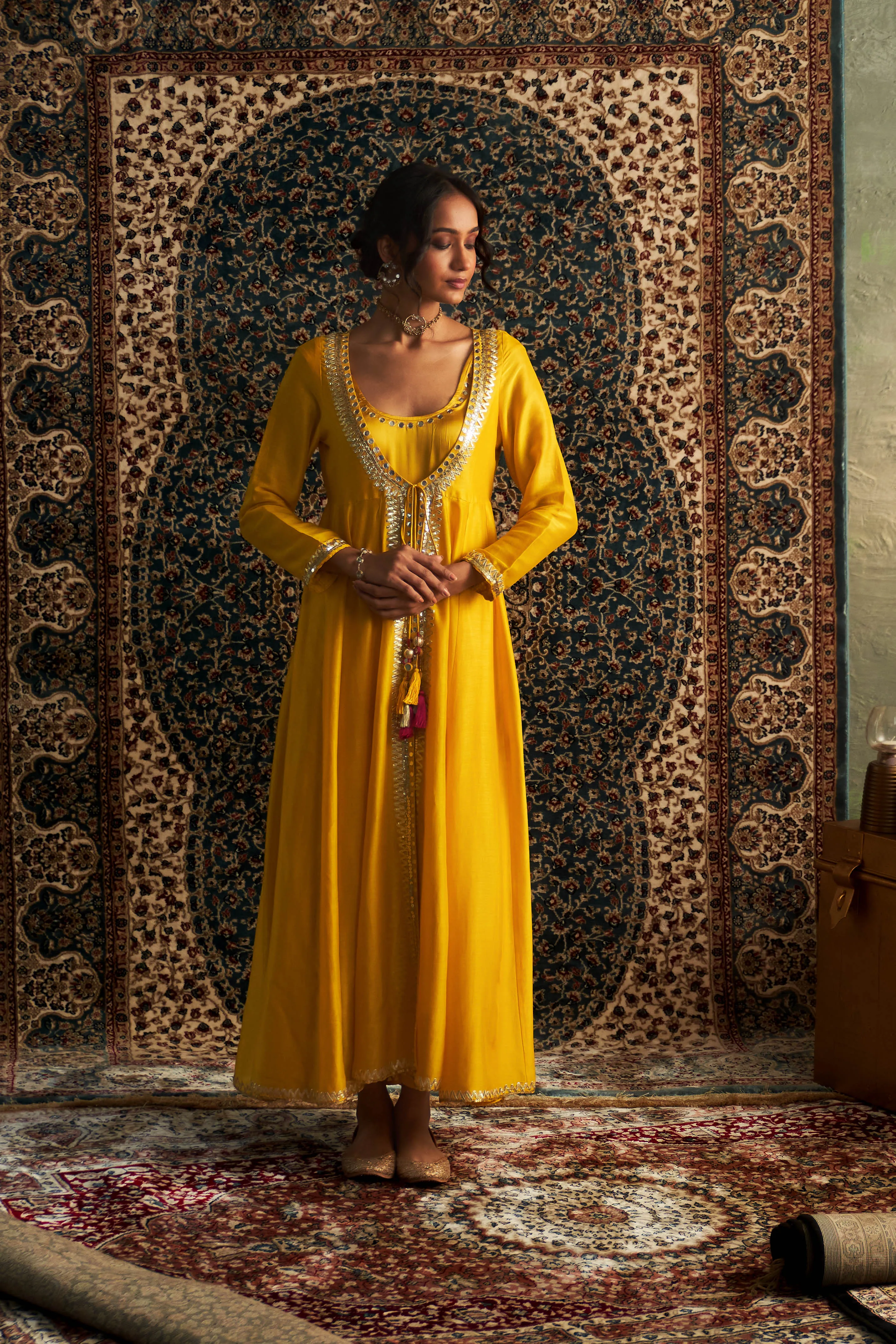 Marigold Embroidered Choga Set