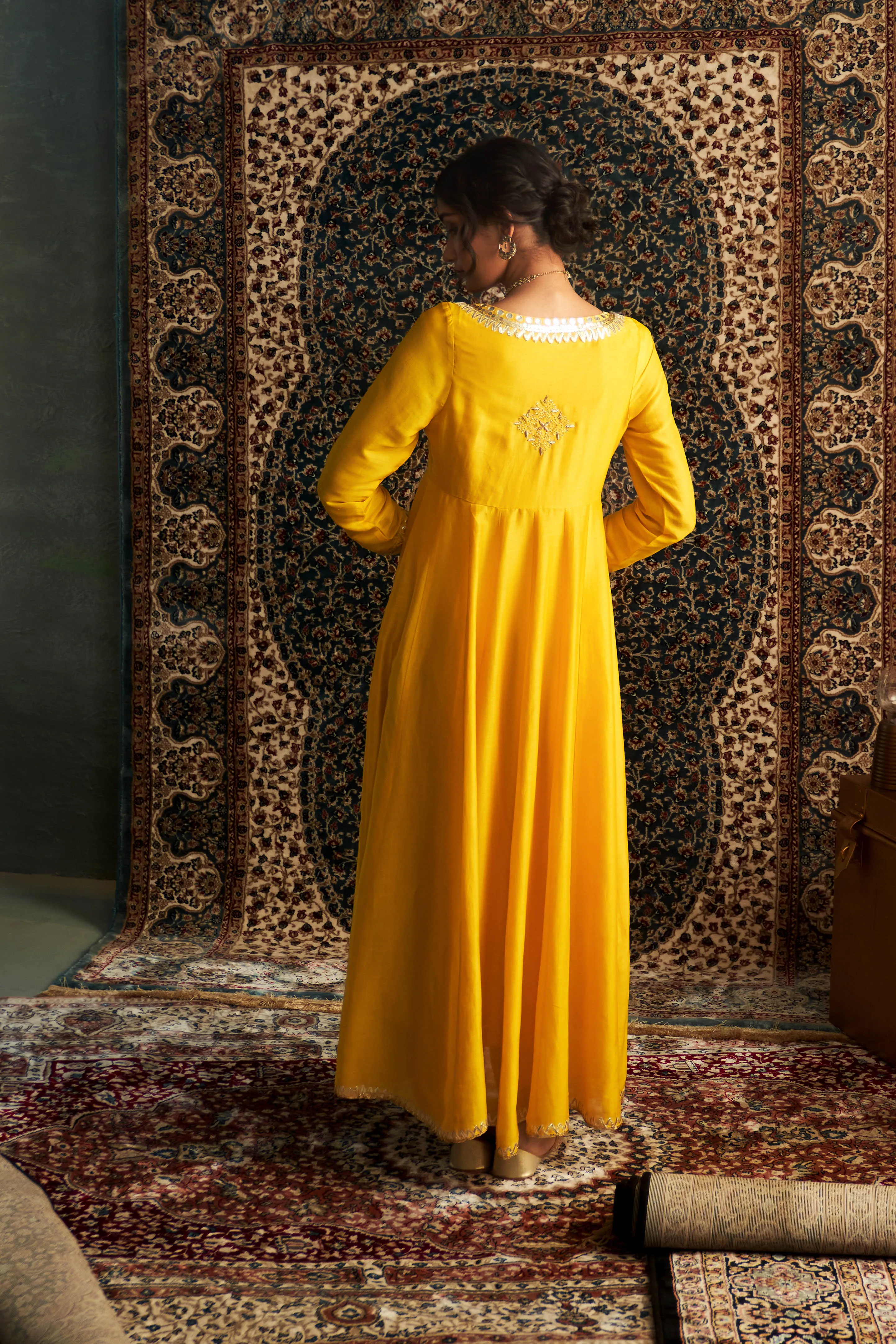 Marigold Embroidered Choga Set