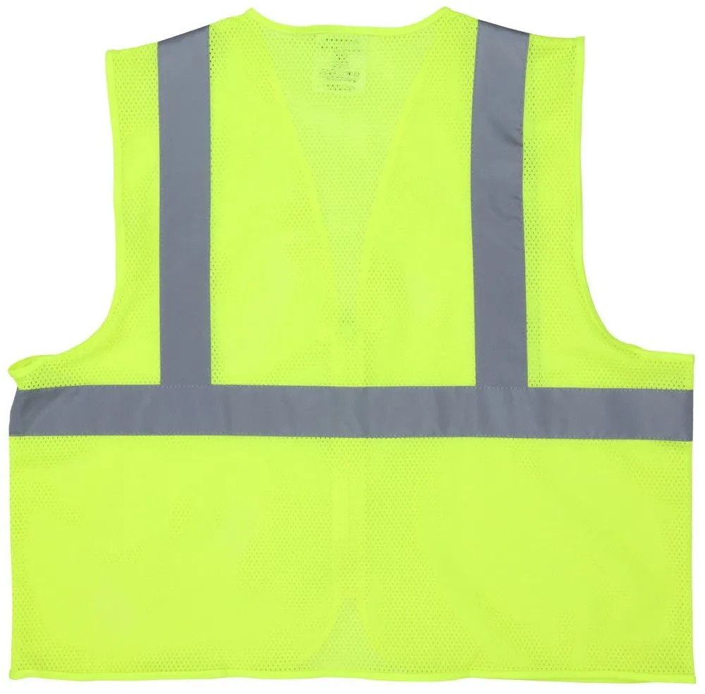 MCR Safety Luminator V2CL2MLZ Class 2 High Visibility Reflective Safety Vest, Hi Vis Lime, 1 Each