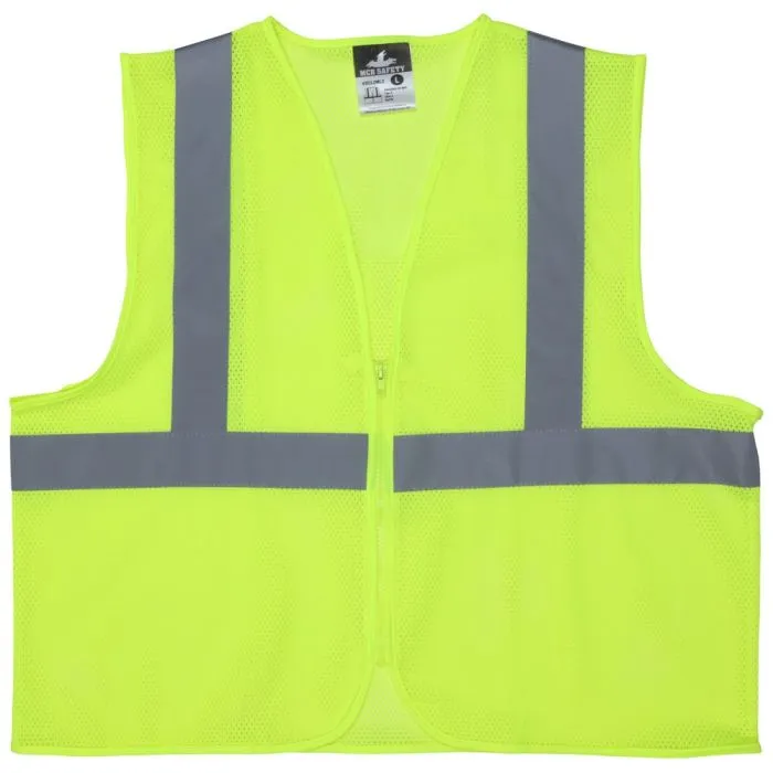 MCR Safety Luminator V2CL2MLZ Class 2 High Visibility Reflective Safety Vest, Hi Vis Lime, 1 Each