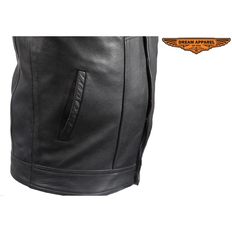 Mens 1/2" Collar Motorcycle Club Vest