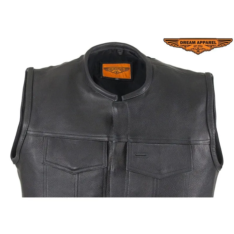 Mens 1/2" Collar Motorcycle Club Vest