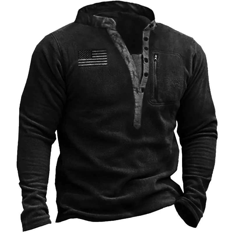 Mens Casual Button Long Sleeve Henley T-Shirts Tactical Military Army Shirts | YLC1