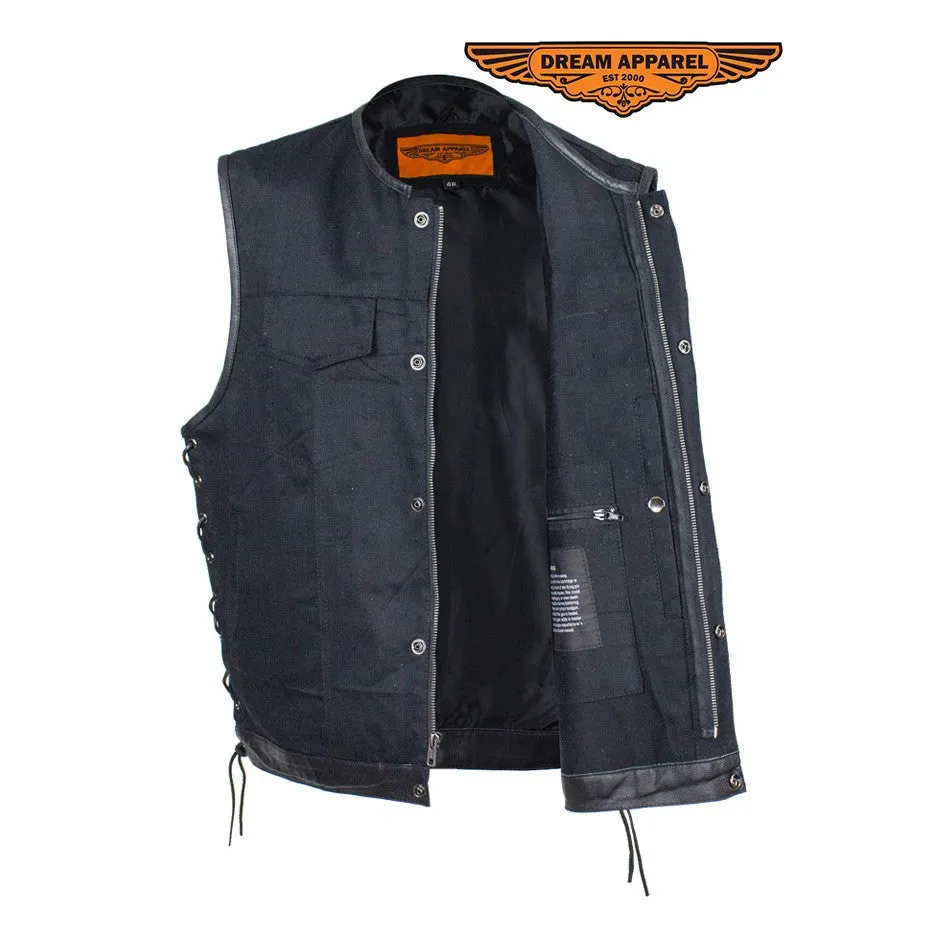 Men's Denim Gun Pocket Club Vest with Side Laces