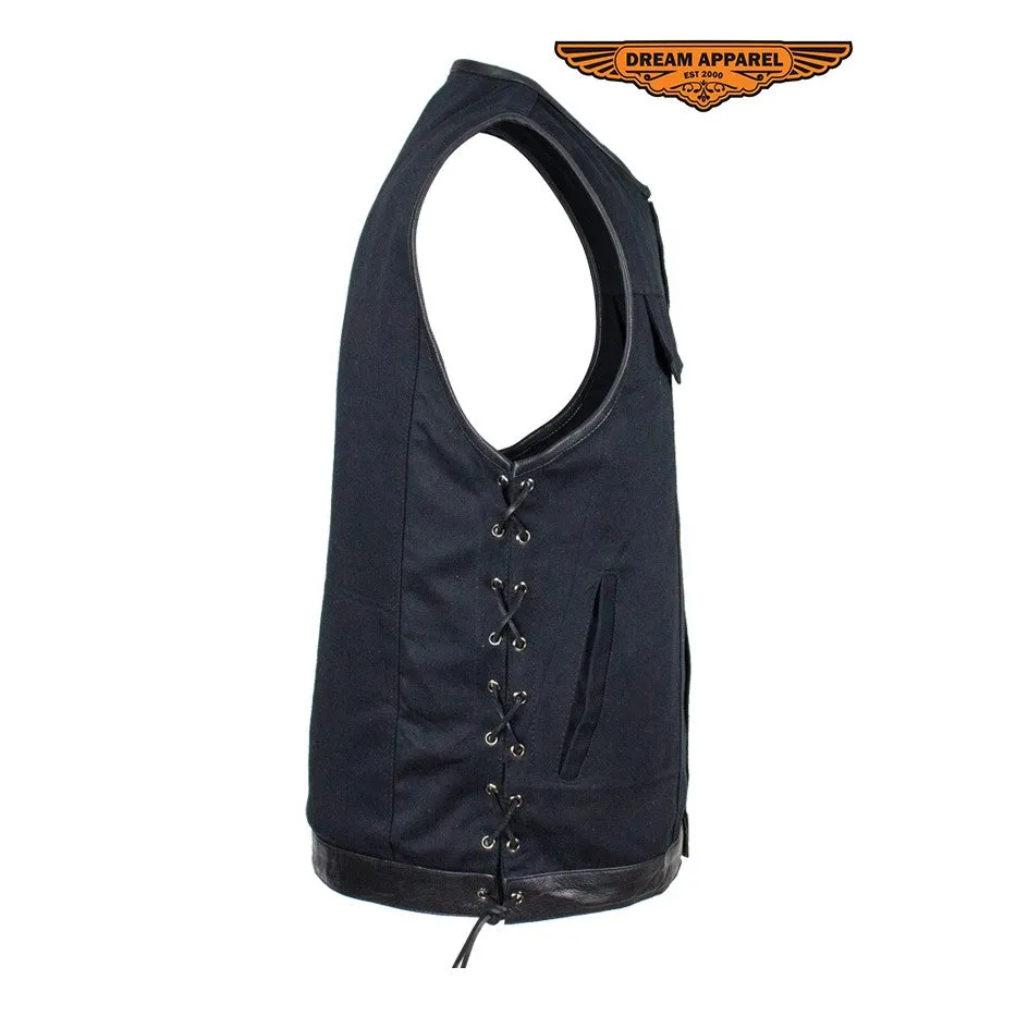 Men's Denim Gun Pocket Club Vest with Side Laces