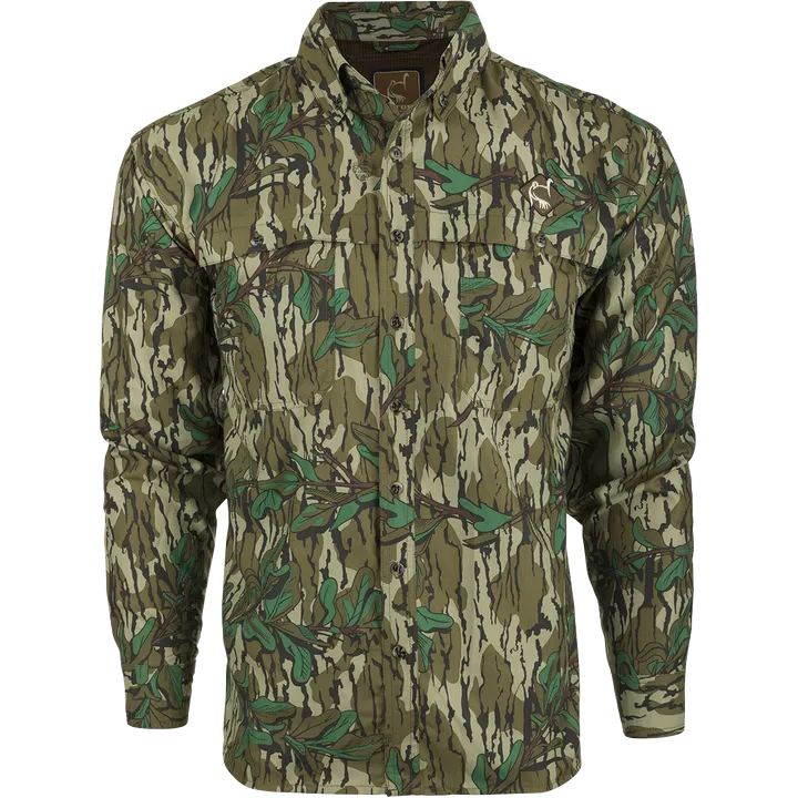 Men's Mesh Back Fly Weight Turkey Shirt- Mossy Oak Greenleaf