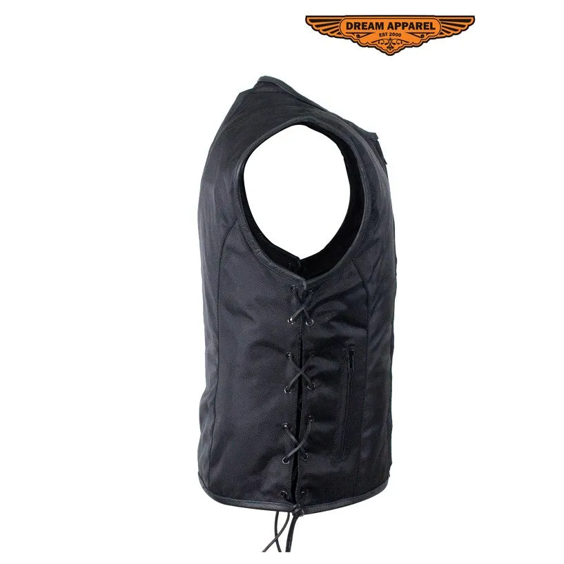 Men's Nylon Textile Vest With Leather Trim & Gun Pocket