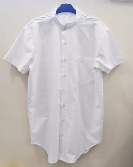 Men's Overlong Oxford Cotton Short Sleeve KW Style Shirt